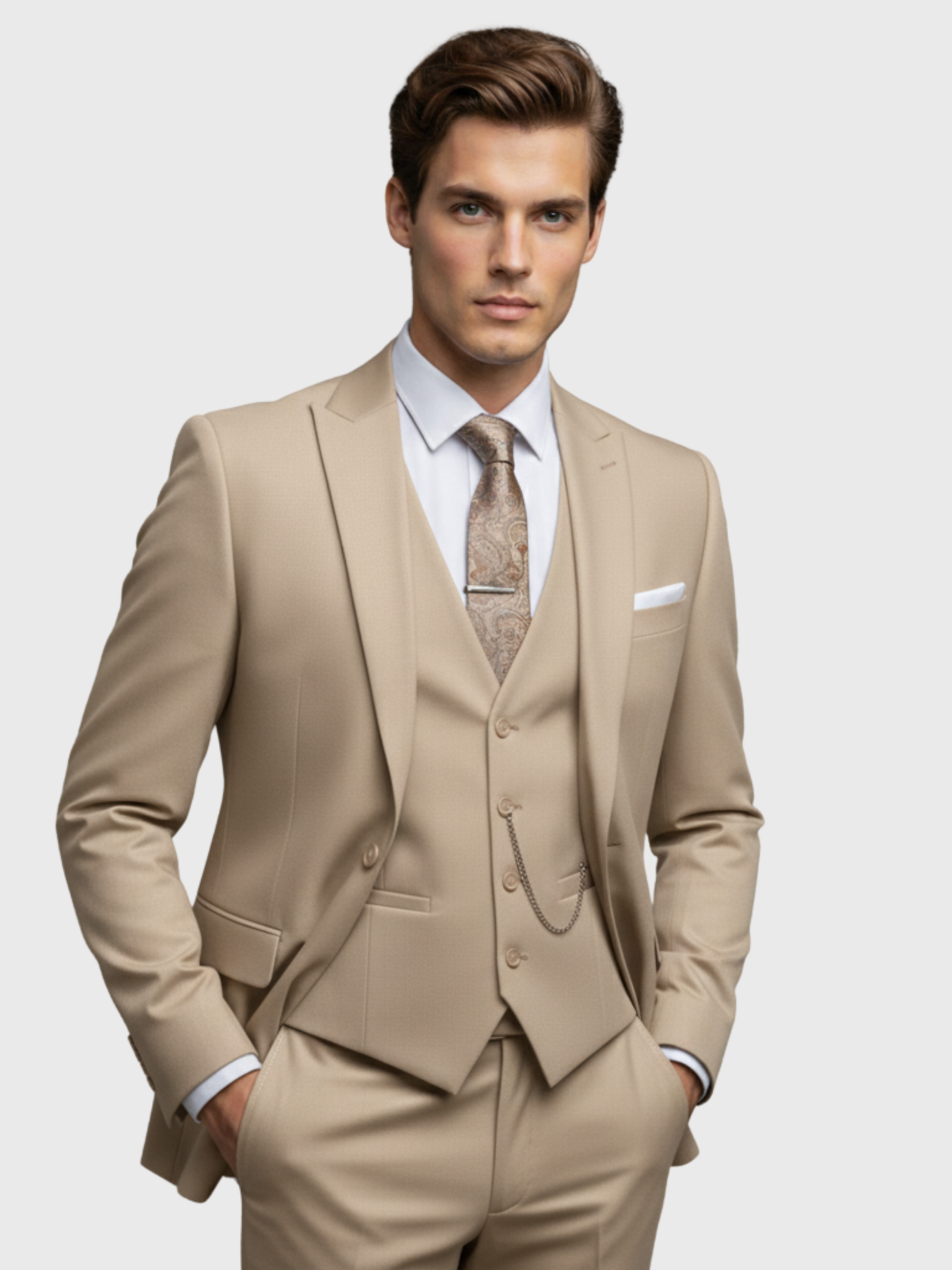 Men's Three Piece Suit Jacket Vest and Trousers Set