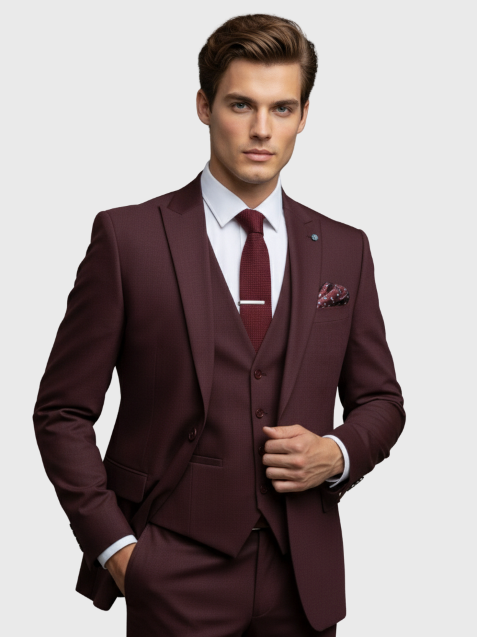Men's Three Piece Suit Jacket Vest and Trousers Set