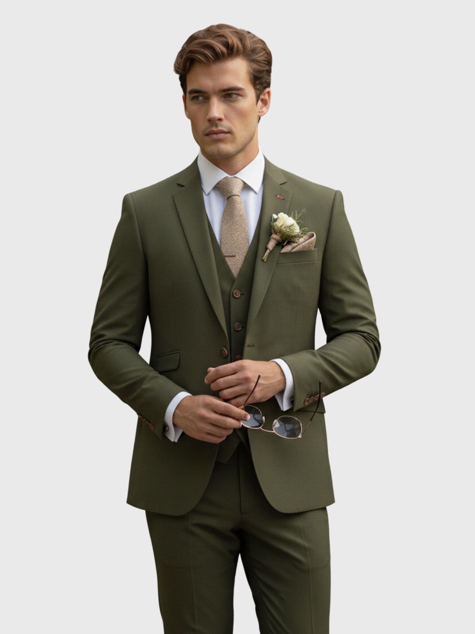 Men's Three Piece Suit Jacket Vest and Trousers Set
