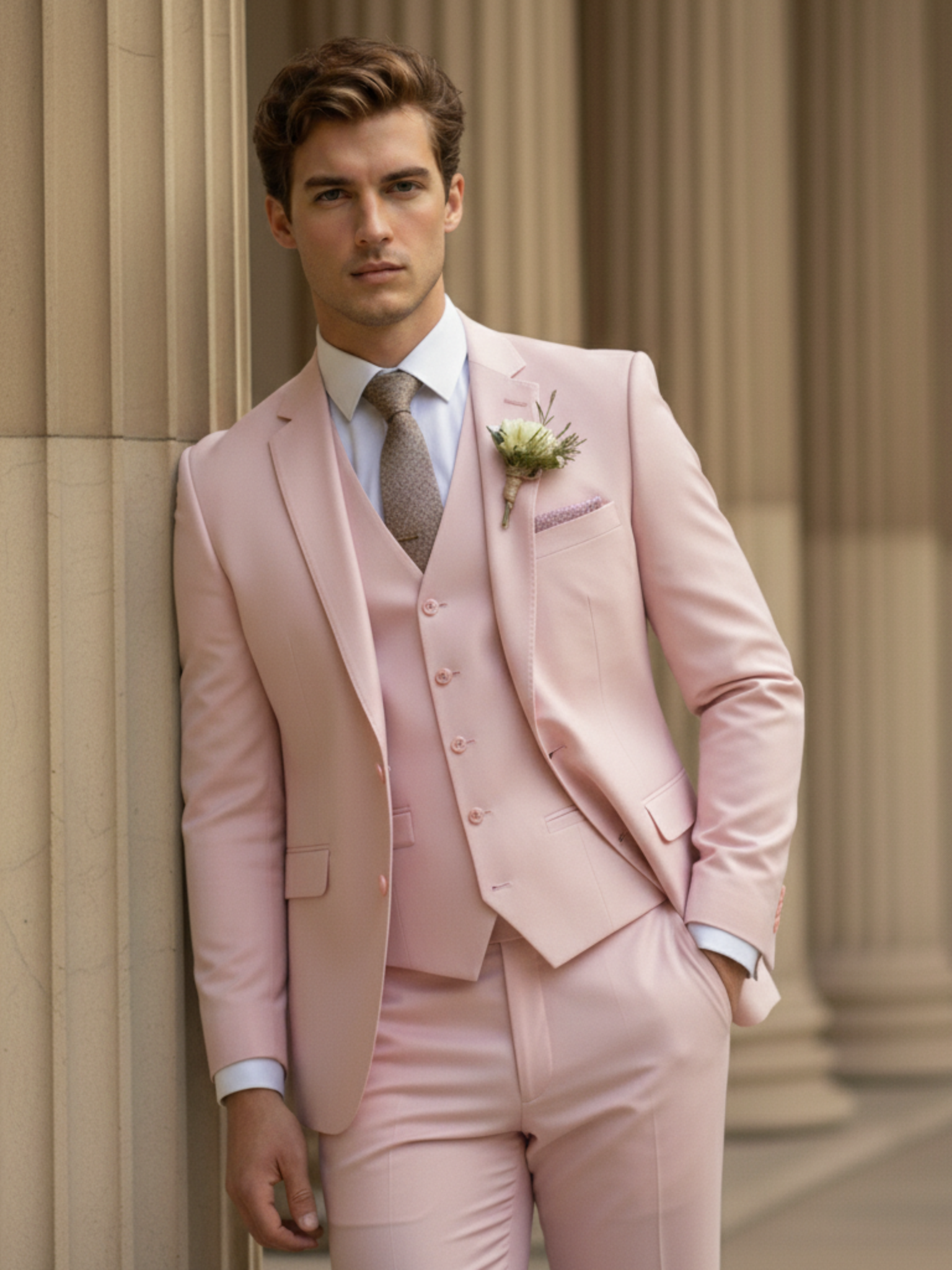 Modern Fit Three-Piece Suit for Men