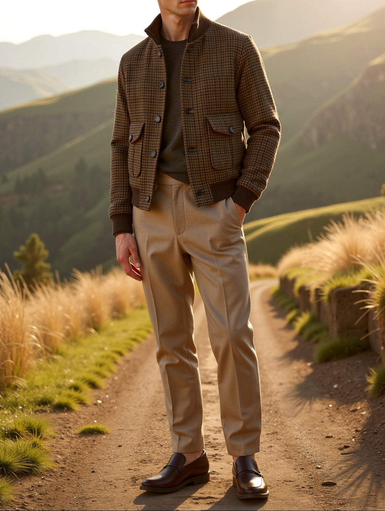 Wool-Blend Jacket with Plaid Pattern