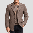 Men's Wool Blend Coat With Notch Lapel