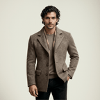 Men's Wool Blend Coat With Notch Lapel