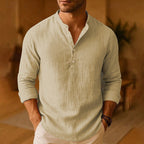Men's Relaxed Fit Long Sleeve Shirt with Dropped Shoulder