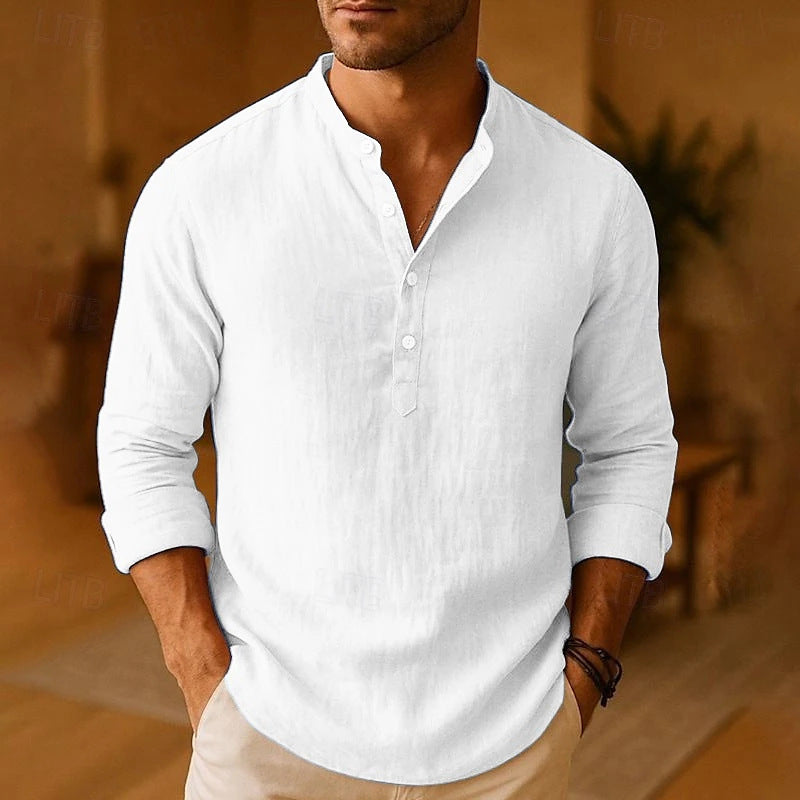 Men's Relaxed Fit Long Sleeve Shirt with Dropped Shoulder