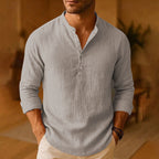 Men's Relaxed Fit Long Sleeve Shirt with Dropped Shoulder