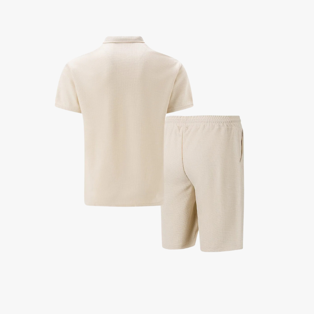 Men's Cotton Co-Ord Set Polo Shirt Shorts