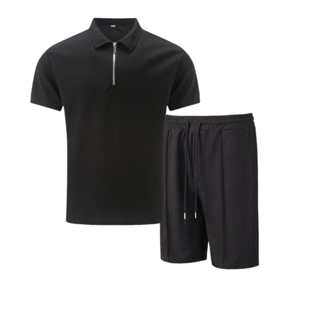 Men's Cotton Co-Ord Set Polo Shirt Shorts