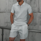 Men's Cotton Co-Ord Set Polo Shirt Shorts