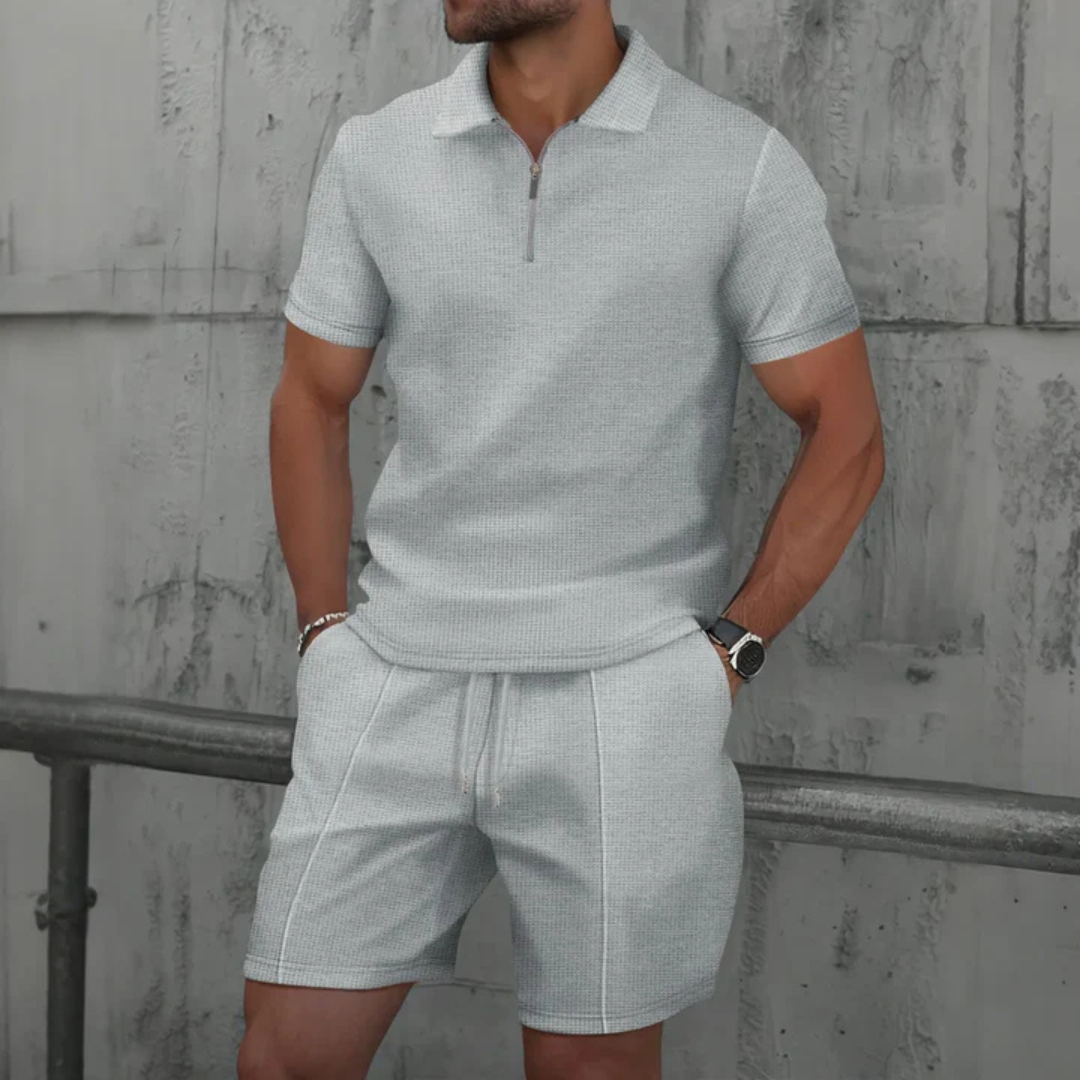 Men's Cotton Co-Ord Set Polo Shirt Shorts