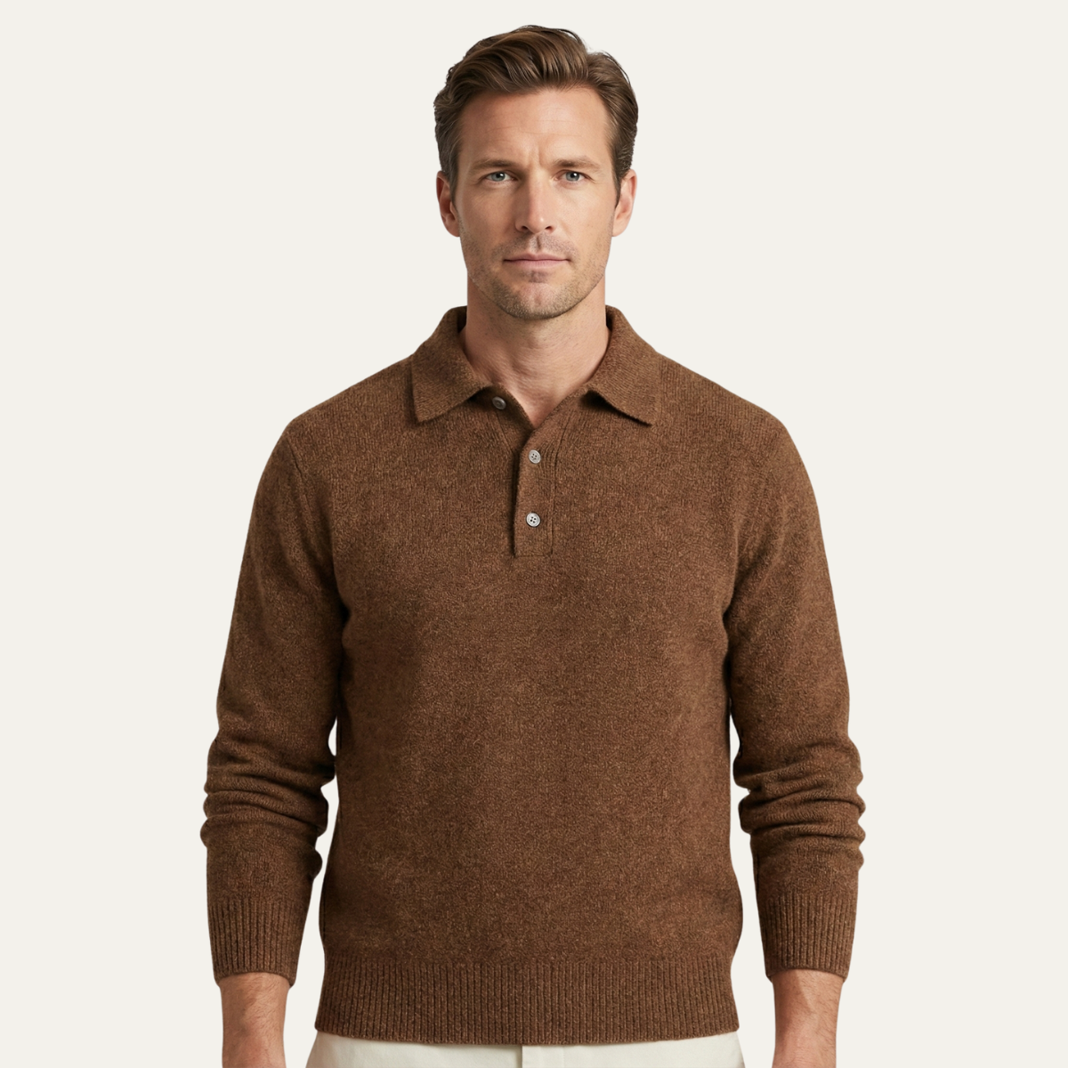 Knit polo collar sweater