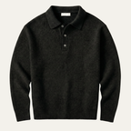 Knit polo collar sweater in black