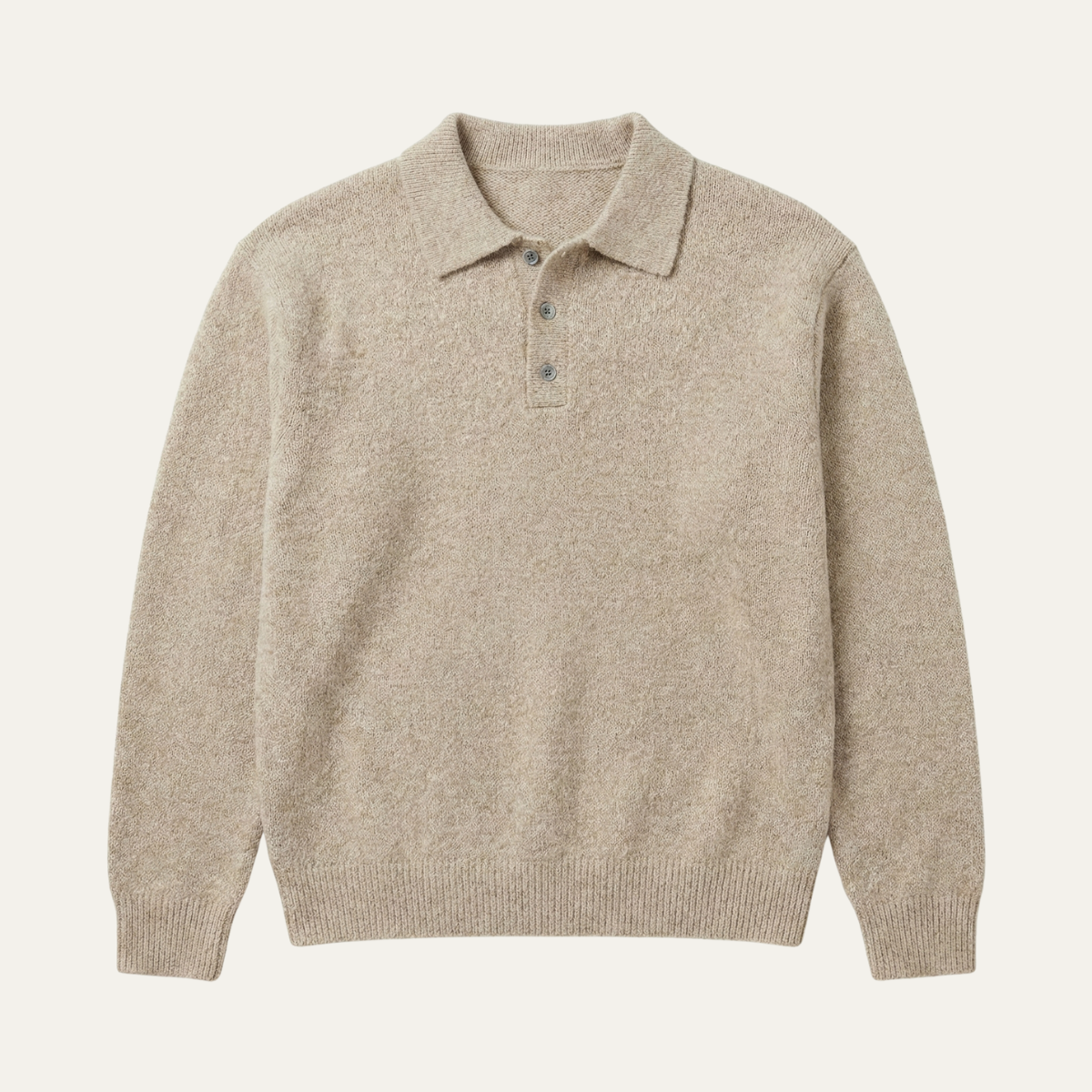 Knit polo collar sweater in khaki