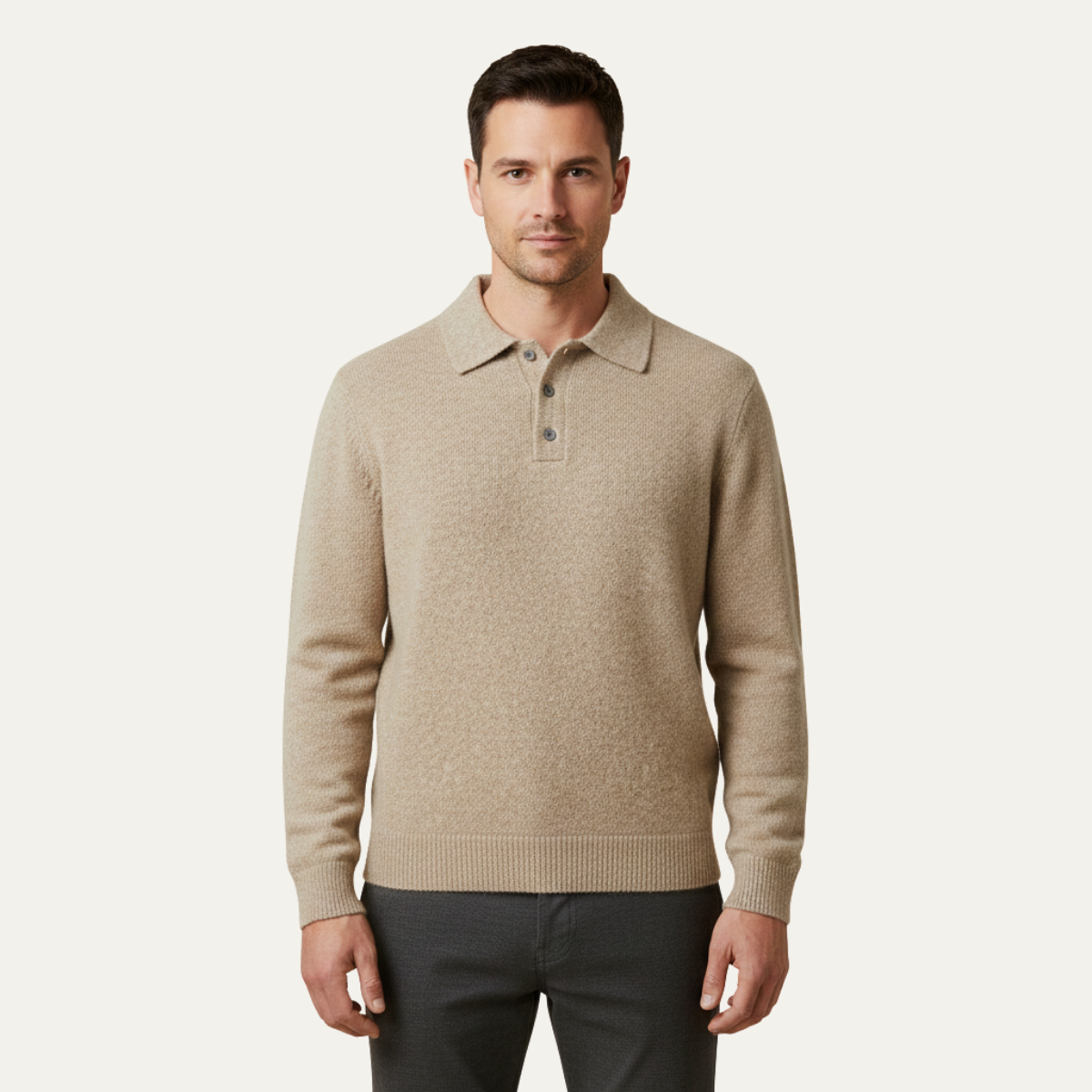 Knit polo collar sweater