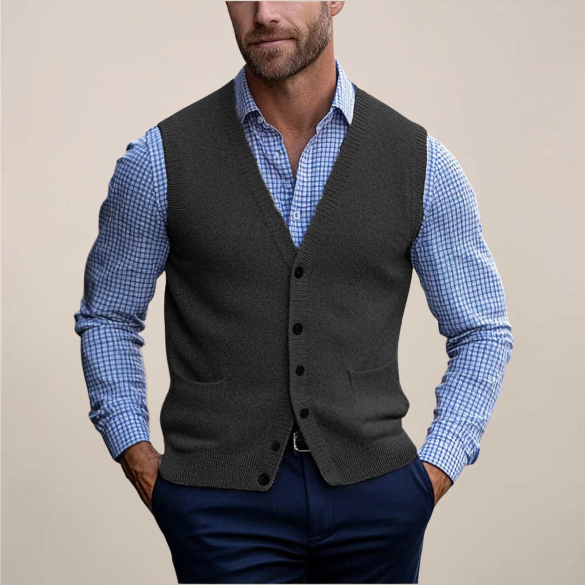 Sweater Layer Vest V-Neck Lightweight Regular Fit