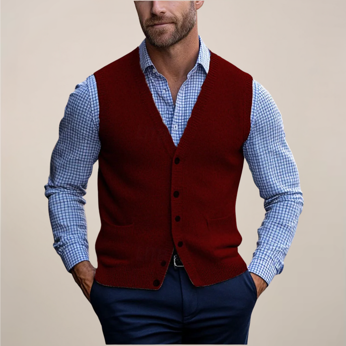 Sweater Layer Vest V-Neck Lightweight Regular Fit