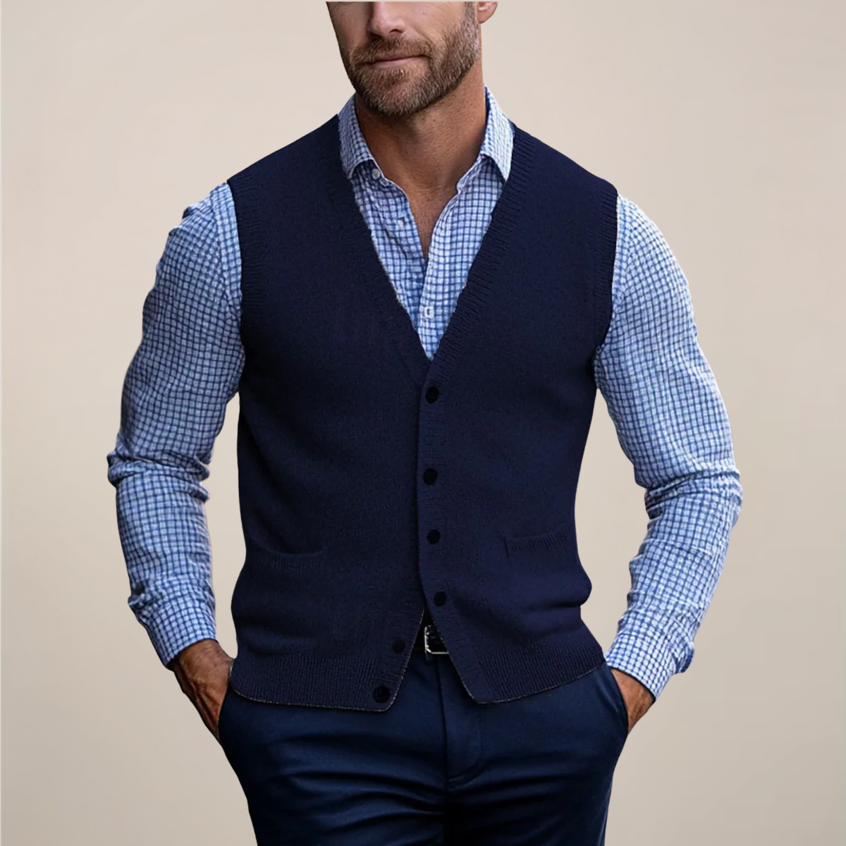 Sweater Layer Vest V-Neck Lightweight Regular Fit