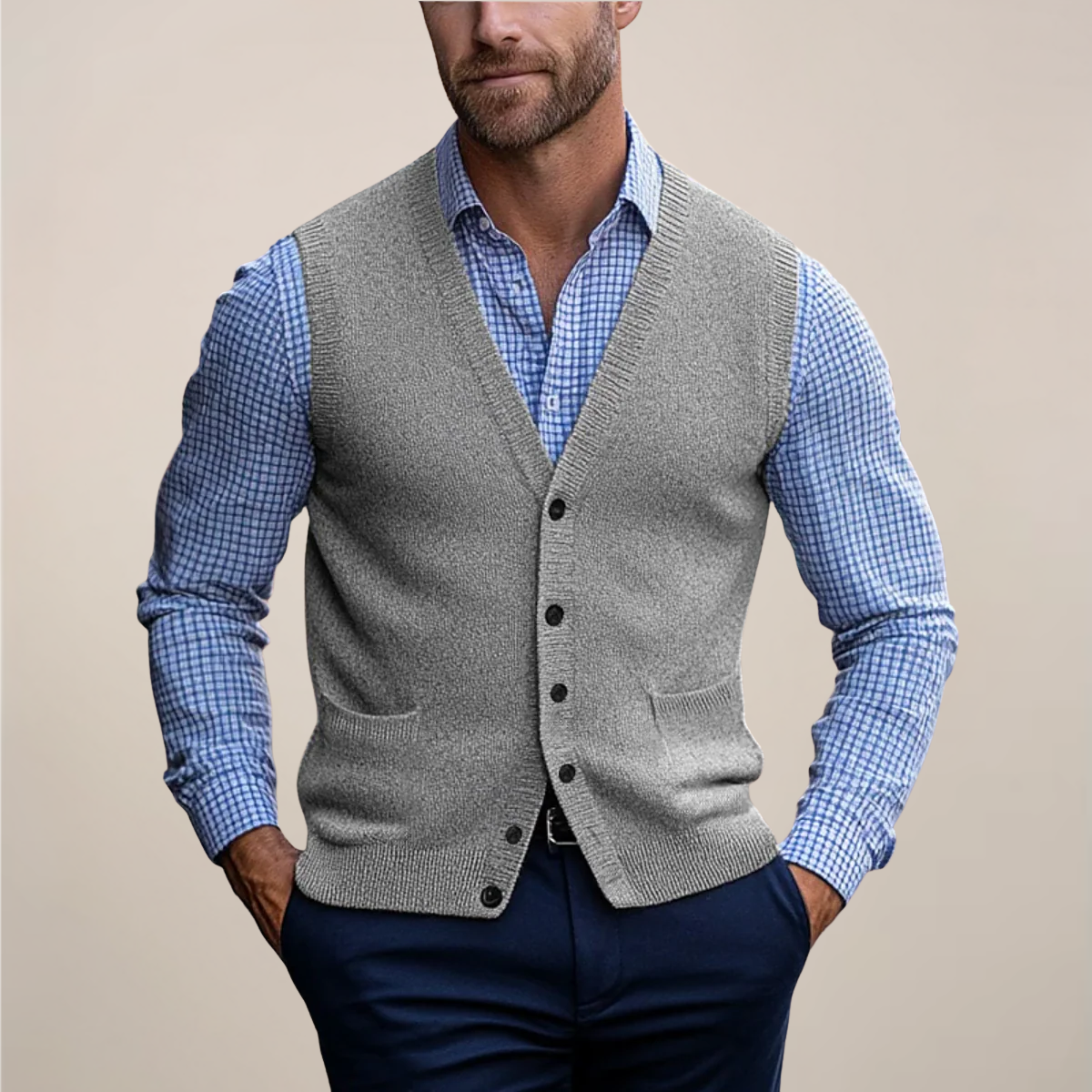 Sweater Layer Vest V-Neck Lightweight Regular Fit
