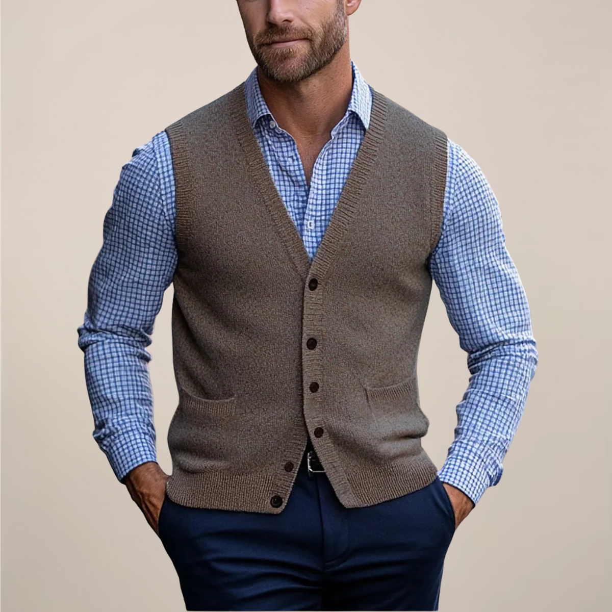 Sweater Layer Vest V-Neck Lightweight Regular Fit