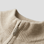Half Zip Merino Wool Sweater in Cable Knit