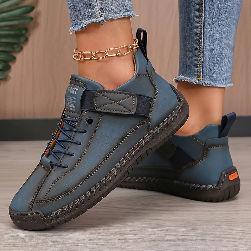 Breathable Leather Sneakers with EVA Sole
