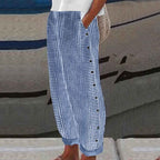 Relaxed Straight Leg Stripe Linen Pants