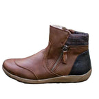 Waterproof orthopedic ankle boots with non-slip sole in brown