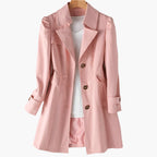 Women's chic tailored trench coat with lapel collar
