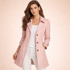 Women's chic tailored trench coat with lapel collar in pink