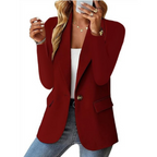Single-button tailored lapel blazer in burgundy