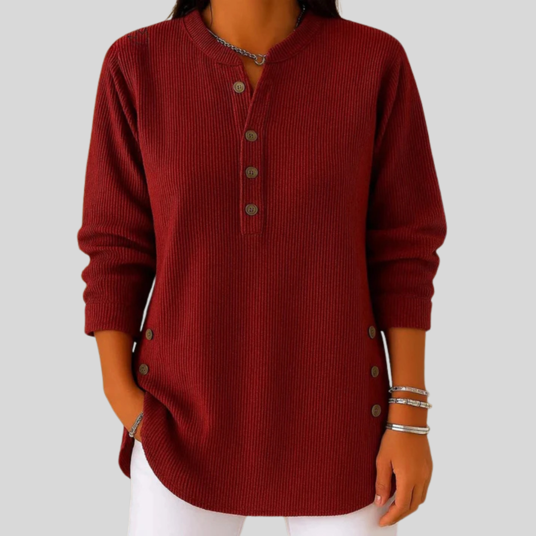 Women's Classic Crew-neck Pullover in Soft Ribbed Fabric