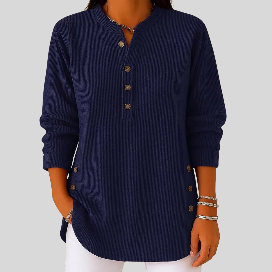 Women's Classic Crew-neck Pullover in Soft Ribbed Fabric