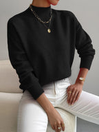Women's warm soft knit turtleneck sweater in black