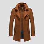 Black Wool Coat with Double Collar