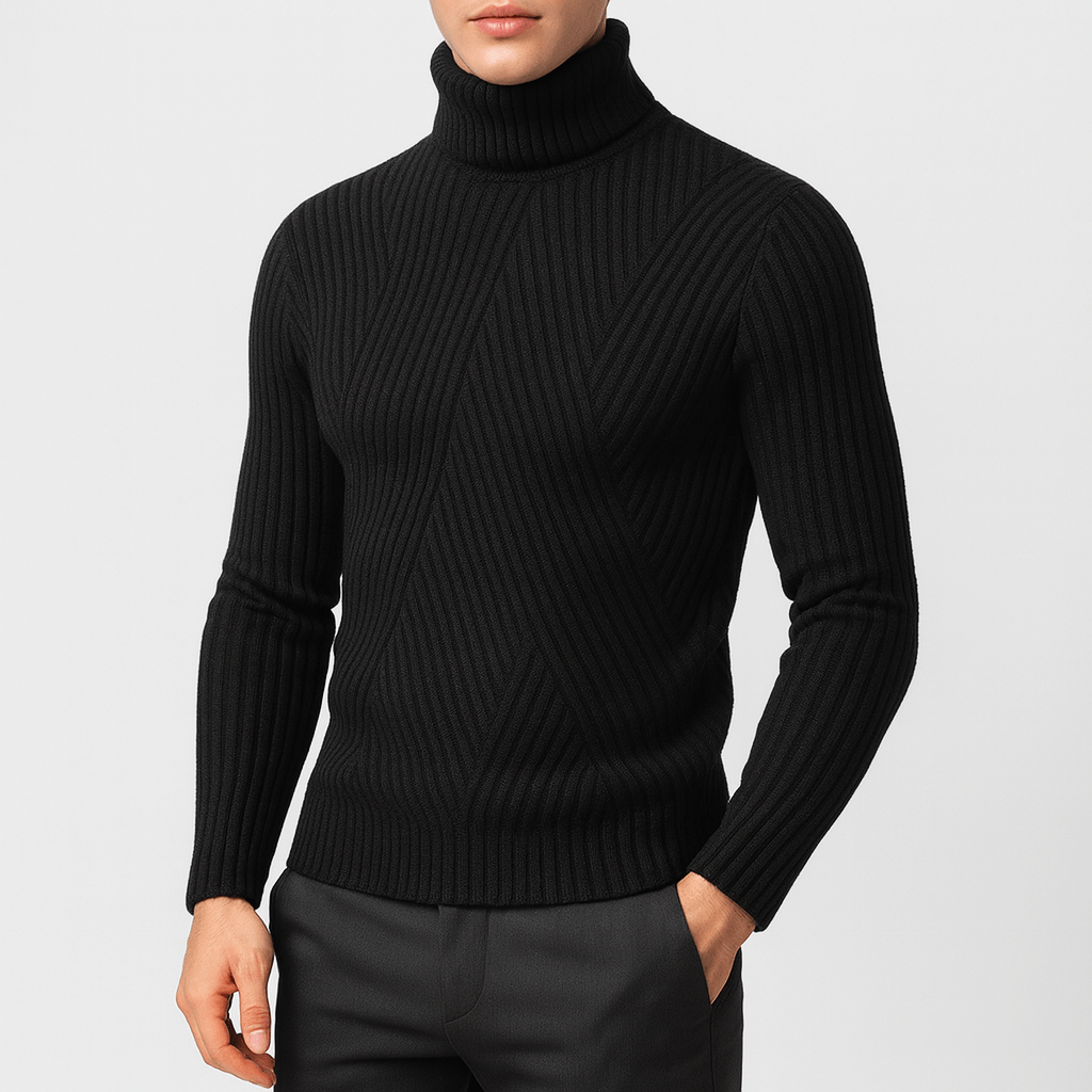 Rib Knit Turtleneck Sweater