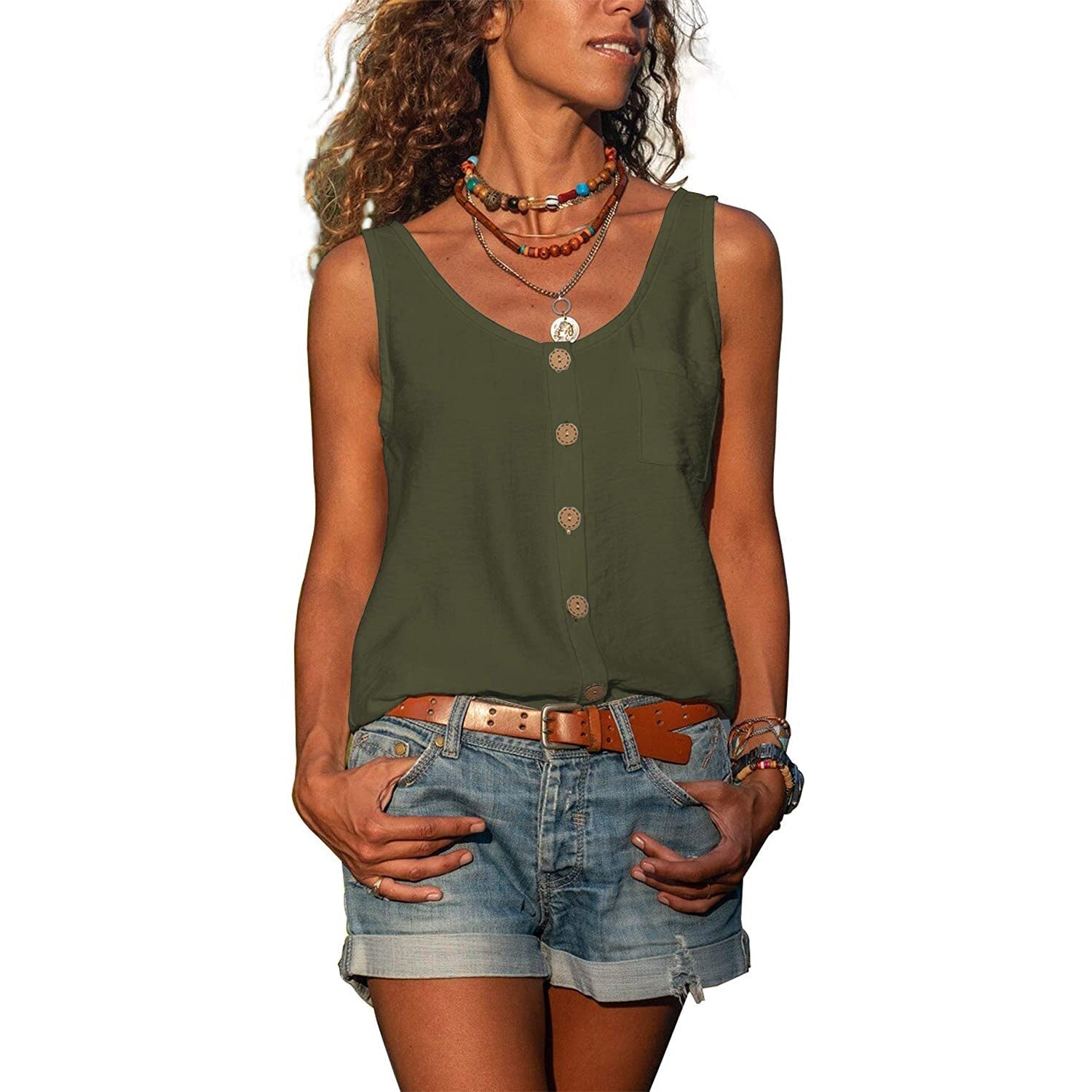 Relaxed Ibiza Style Sleeveless Top