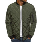 Men's diamond pattern layering jacket for the season in dark green