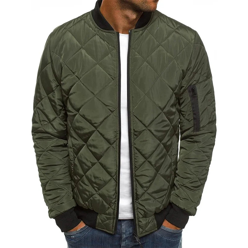 Men's diamond pattern layering jacket for the season in dark green