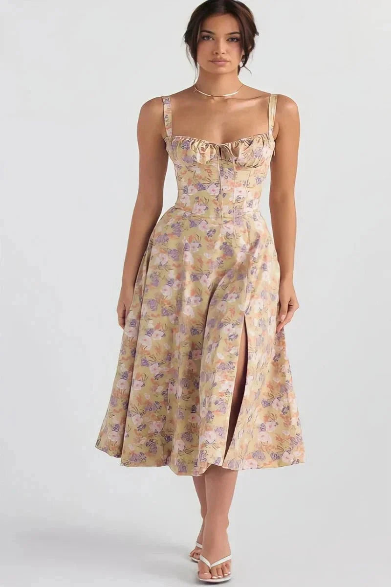 Floral Corset Midi Dress
