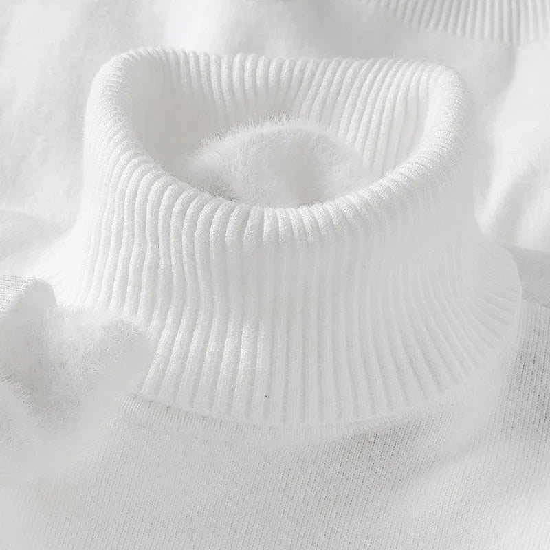 Merino wool turtleneck sweater with ribbed collar