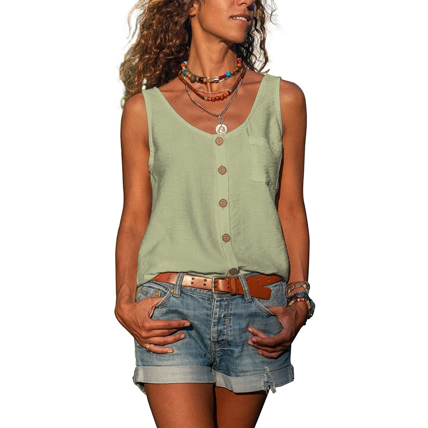 Relaxed Ibiza Style Sleeveless Top