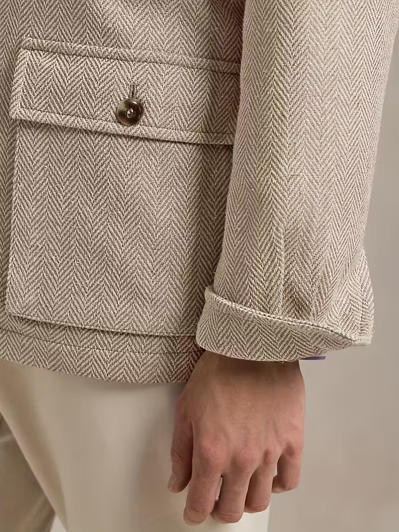 Tailored Wool Jacket with Lapel Collar