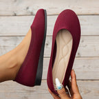 Women's orthopedic knit ballet flats slip on easy on and off in red