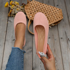 Women's orthopedic knit ballet flats slip on easy on and off in pink