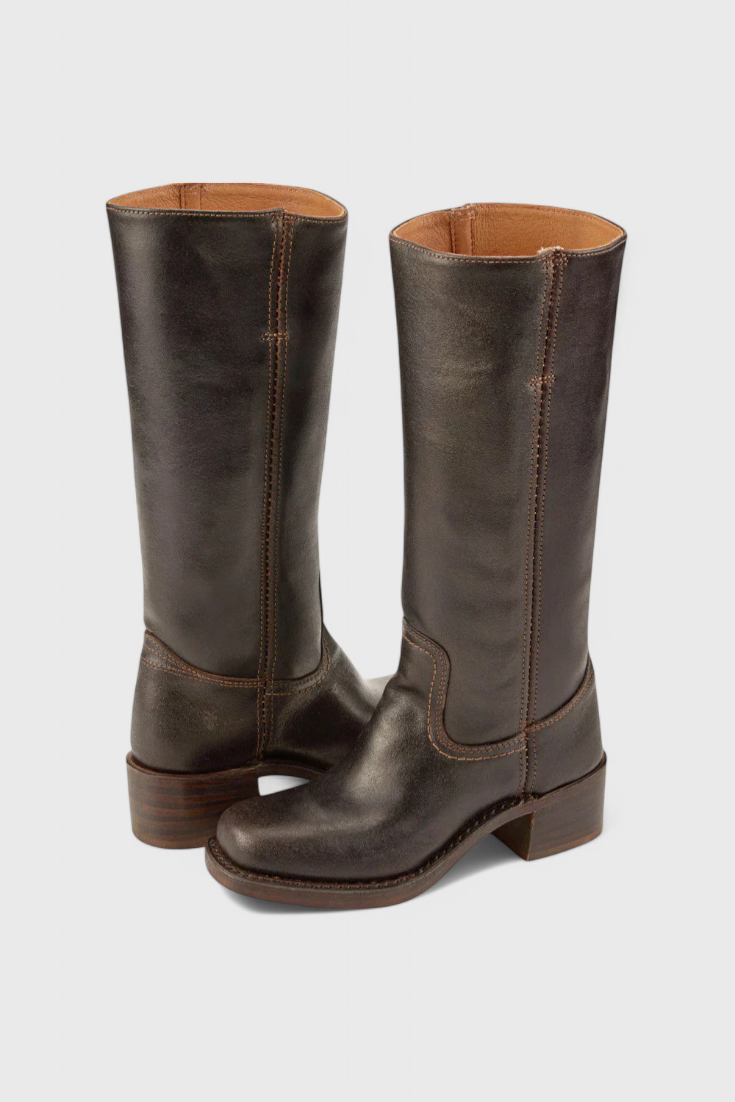 Heeled Leather Knee-High Boots