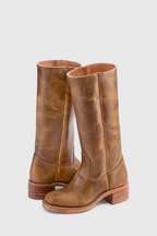 Heeled Leather Knee-High Boots