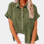 Women's Cotton Linen Short Sleeve Shirt