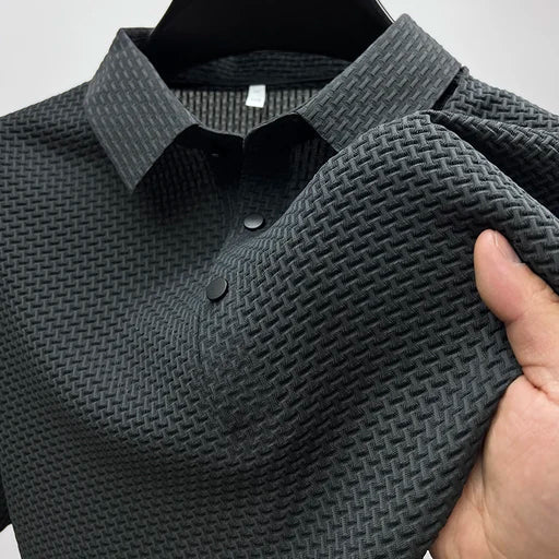 Polo Shirt Knitted Basket-Weave Texture