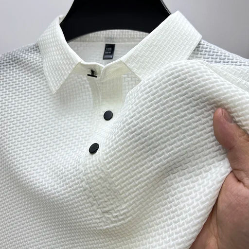 Polo Shirt Knitted Basket-Weave Texture