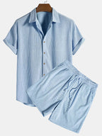 Men's Two-Piece Casual Ribbed Summer Set